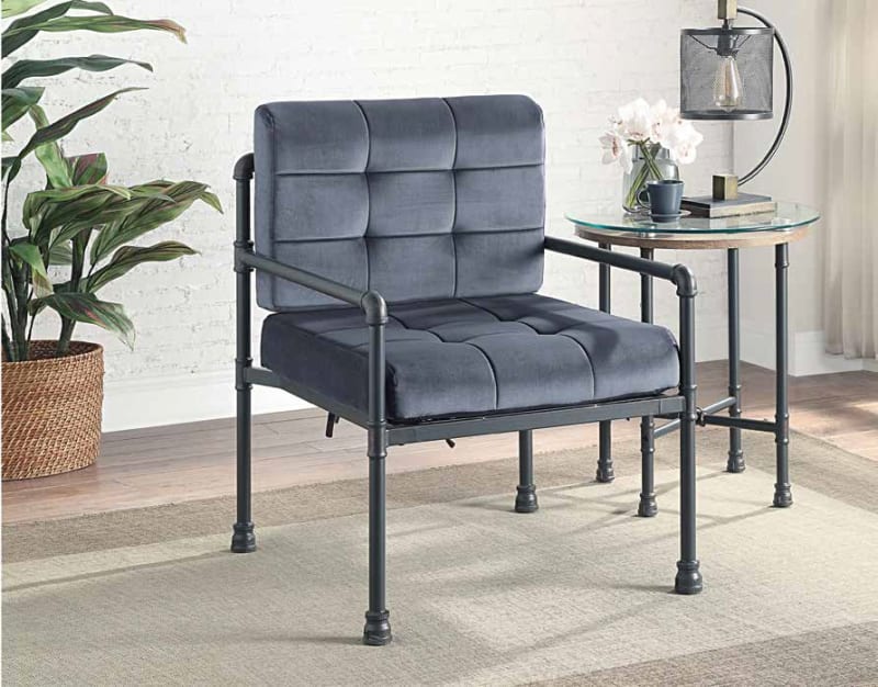 Brantley Chair in Gray Velvet & Sandy Gray Finish by Acme - 00429