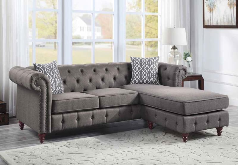 Waldina Reversible Sectional Sofa in Brown Fabric Finish by Acme - 00499