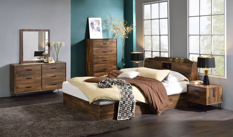 Hestia 6 Piece Bedroom Set in Walnut Finish by Acme - 00542