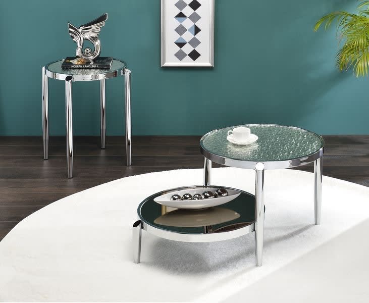 Abbe 3 Piece Occasional Table Set in Glass & Chrome Finish by Acme - 00572-S