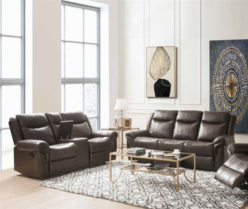 Lydia 2 Piece Motion Sofa Set in Brown Leather Aire Finish by Acme - 00654-S