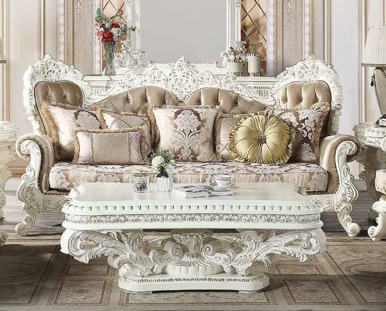 Vanaheim Sofa in Fabric & Antique White Finish by Acme - 00803
