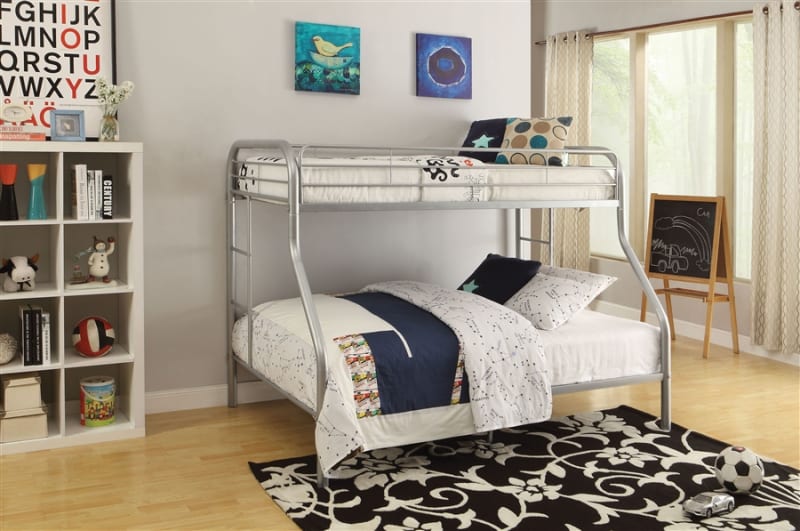 Tritan Twin/Full Bunk Bed in Silver Finish by Acme - 02053SI