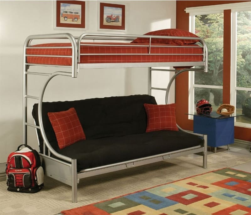 Eclipse Twin XL/Queen Futon Bunk Bed in Silver Finish by Acme - 02093SI