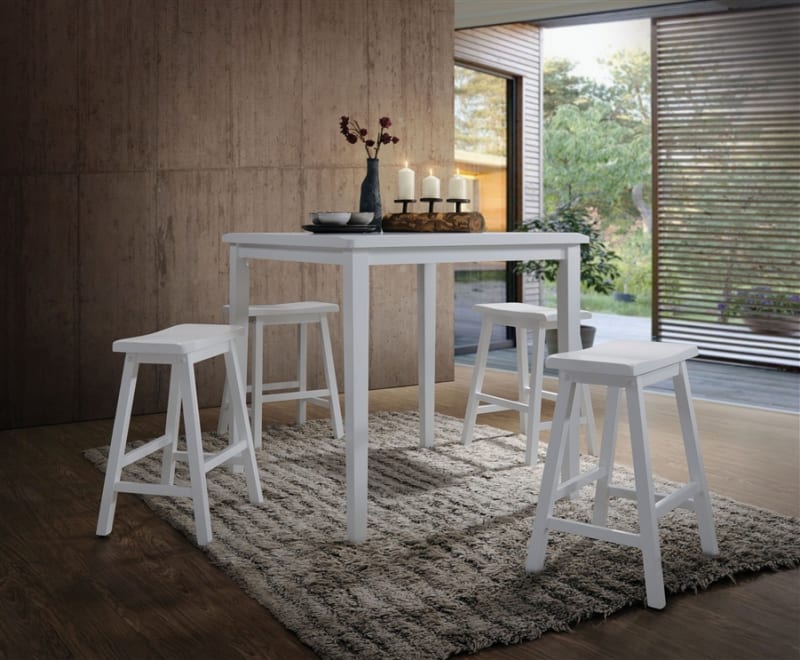 Gaucho 5 Piece Counter Height Dining Set in White Finish by Acme - 07289