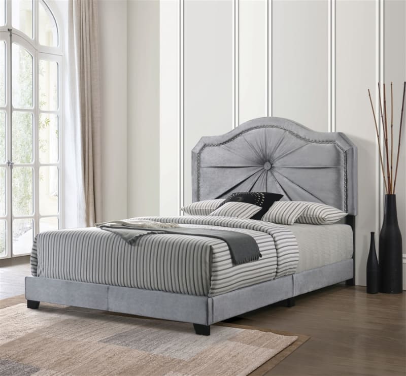 Frankie Bed in Gray Velvet Finish by Acme - 26410Q