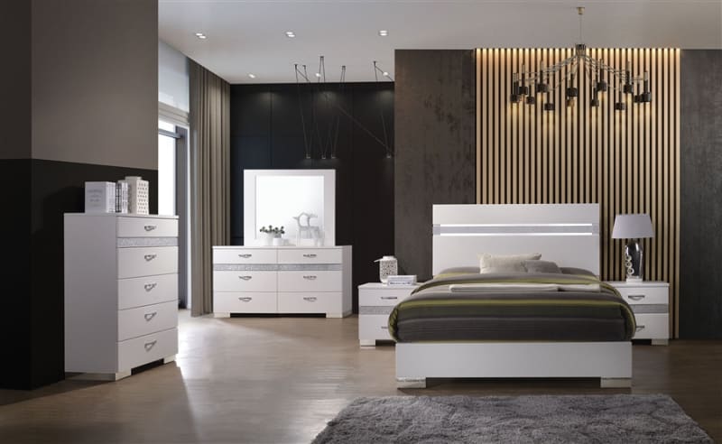 Naima II 6 Piece Bedroom Set in White High Gloss Finish by Acme - 26770
