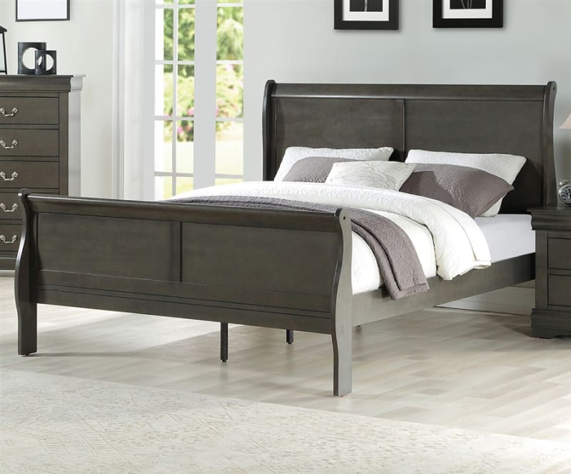 Louis Philippe Sleigh Bed in Dark Gray Finish by Acme - 26790Q