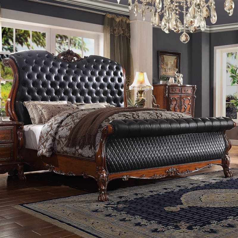 Dresden PU & Cherry Oak Eastern King Bed