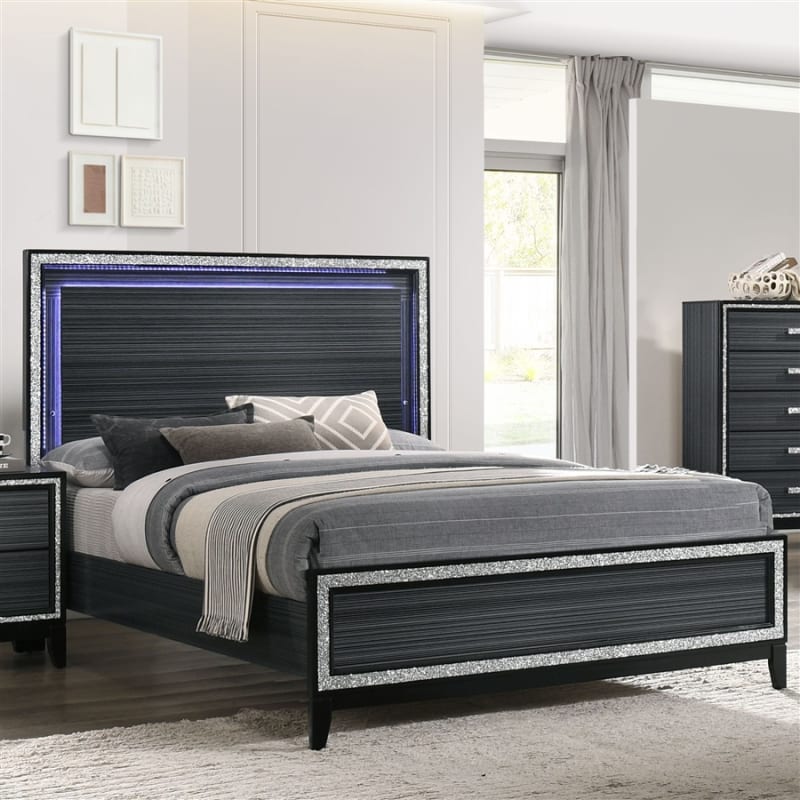 Haiden Bed in LED & Weathered Black Finish by Acme - 28430Q