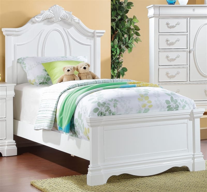 Estrella Twin Panel Bed in White Finish by Acme - 30240T
