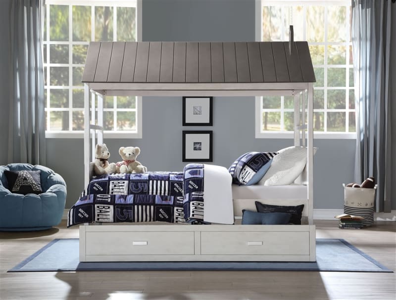 Tree House II Twin Bed in Weathered White & Washed Gray Finish by Acme - 37170T Tree House II Twin Bed in Weathered White & Washed Gray Finish by Acme - 37170T