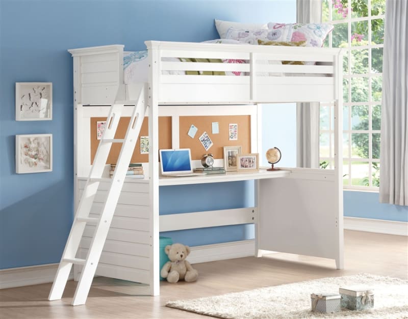 Lacey Twin Loft Bed in White Finish by Acme - 37670