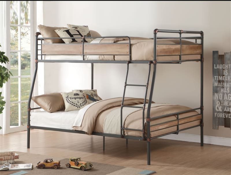 Brantley II Full XL/Queen Bunk Bed in Sandy Black & Dark Bronze Hand-Brushed Finish by Acme - 37735