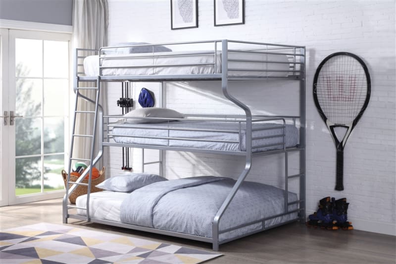 Caius II Full/Twin/Queen Triple Bunk Bed in Silver Finish by Acme - 37790