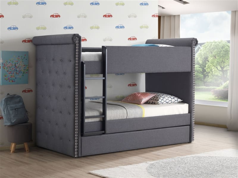 Romana II Twin/Twin Bunk Bed in Gray Fabric Finish by Acme - 37855