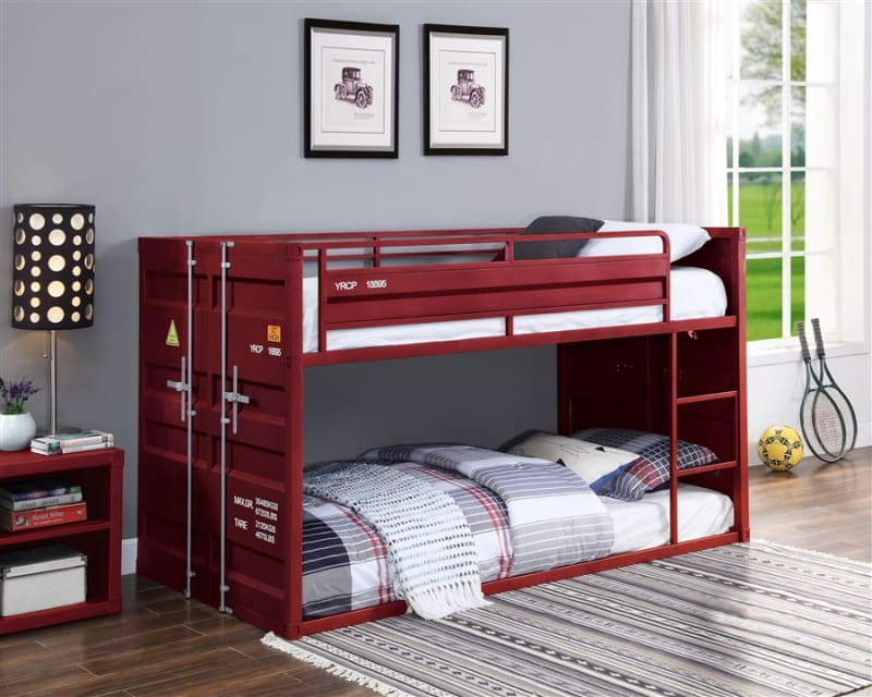 Cargo Twin/Twin Bunk Bed in Red Finish by Acme - 38280