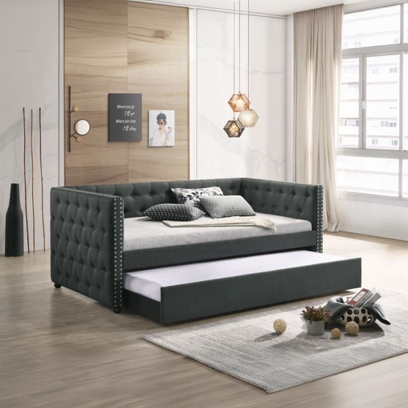 Romona Contemporary Daybed W/Trundle in Gray Finish by Acme - 39450