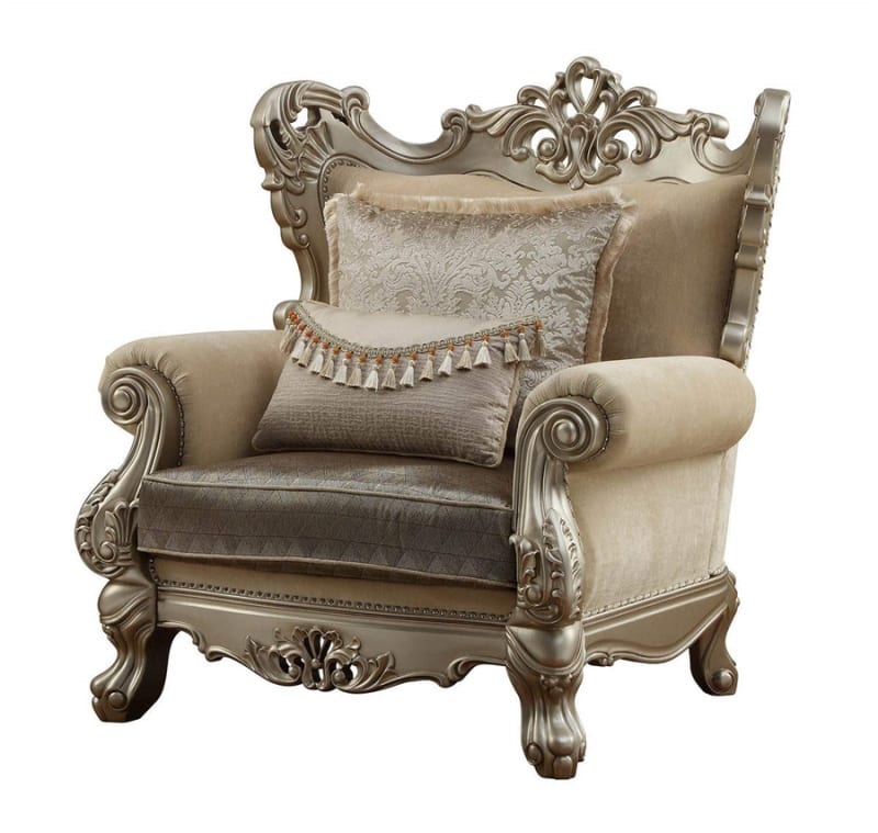 Ranita Chair in Fabric & Champagne Finish by Acme - 51042