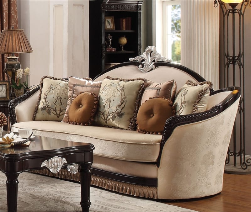 Acme Furniture Ernestine Sofa with 7 Pillows in Tan and Black 52110 main image 0
