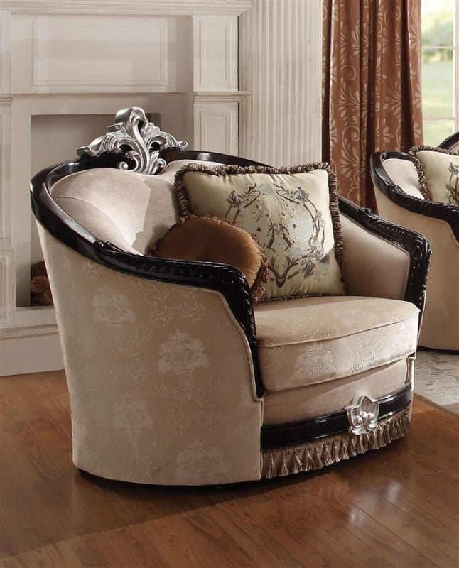 Ernestine Chair in Tan Fabric & Black Finish by Acme - 52112