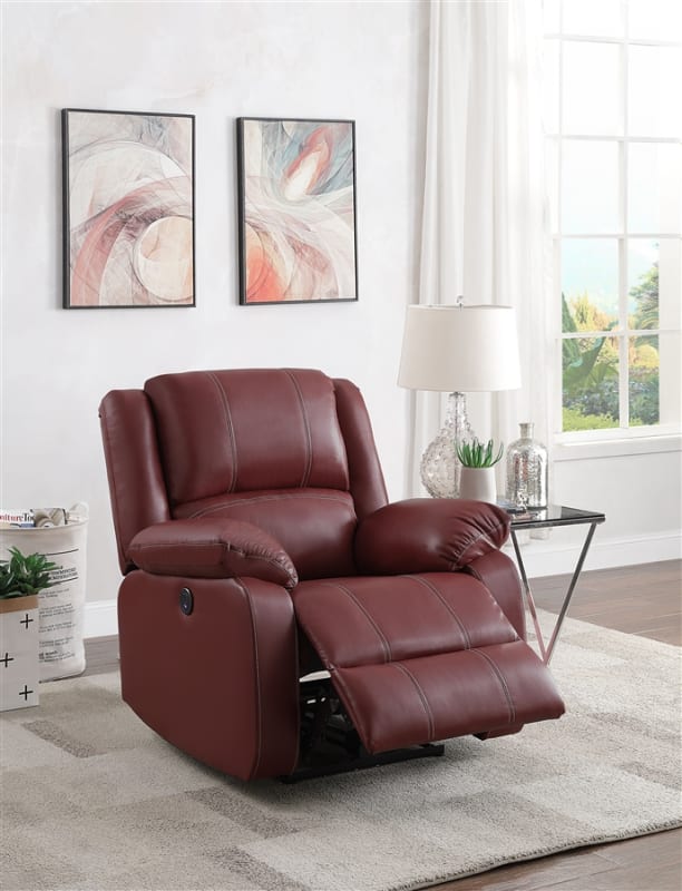 Zuriel Power Recliner in Red PU Finish by Acme - 52153