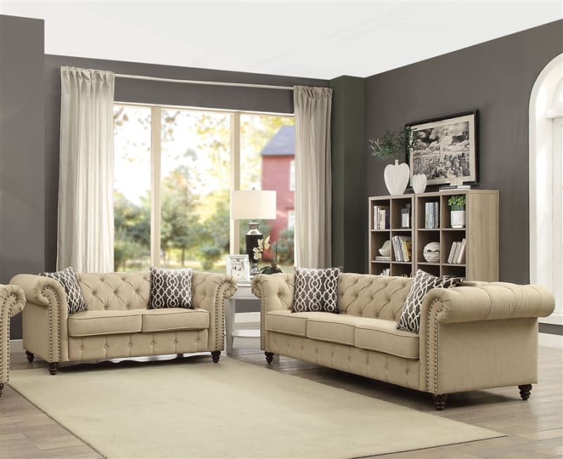 Aurelia 2 Piece Sofa Set in Beige Finish by Acme - 52420-S
