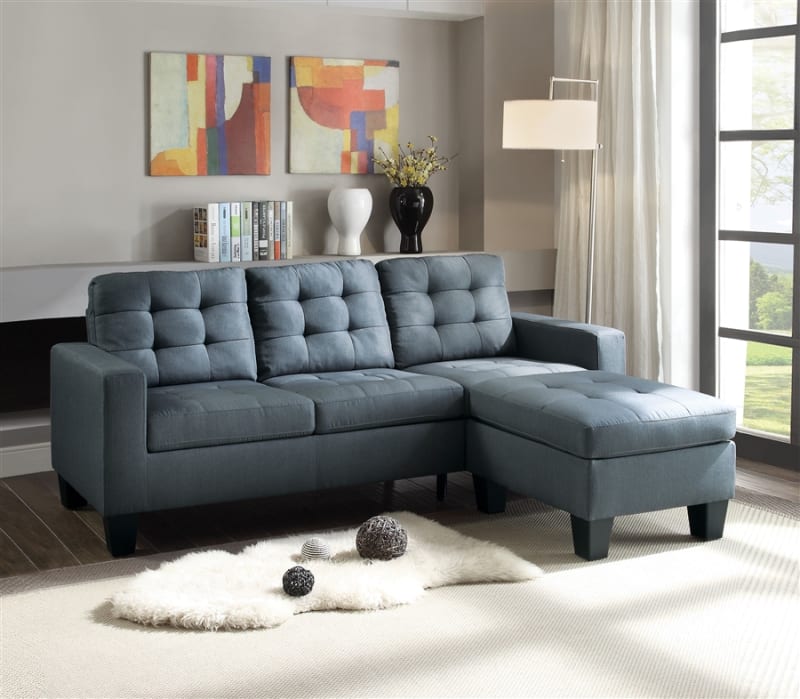 Earsom Reversible Chaise Sectional in Gray Linen Finish by Acme - 52775