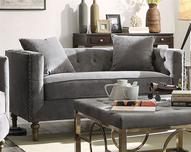 Sidonia Loveseat in Gray Velvet Finish by Acme - 53581