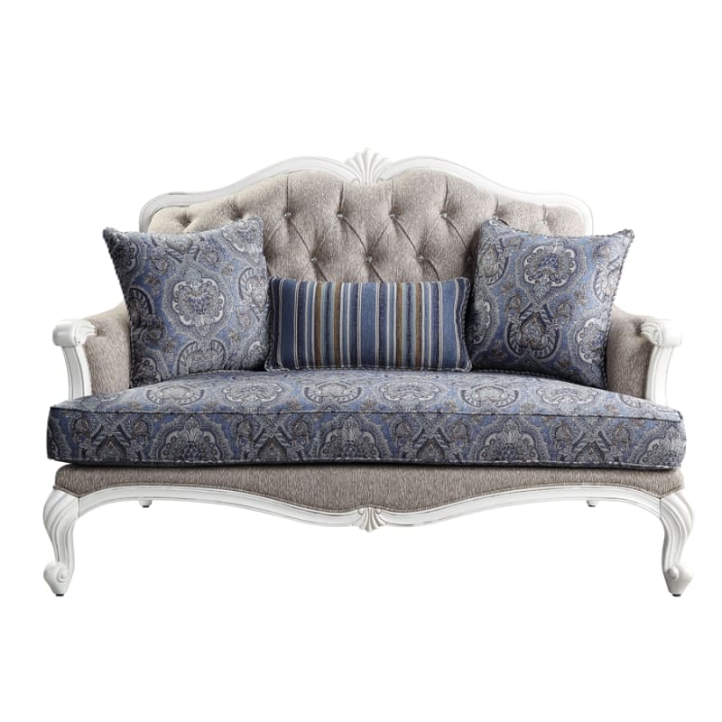 Ciddrenar Loveseat in Fabric & White Finish by Acme - 54311