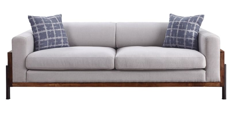 Pelton Sofa in Fabric & Walnut Finish by Acme - 54890