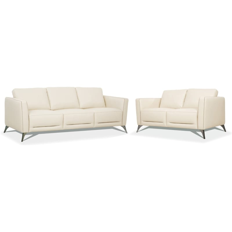 Malaga 2 Piece Sofa Set in Cream Leather Finish by Acme - 55005-S