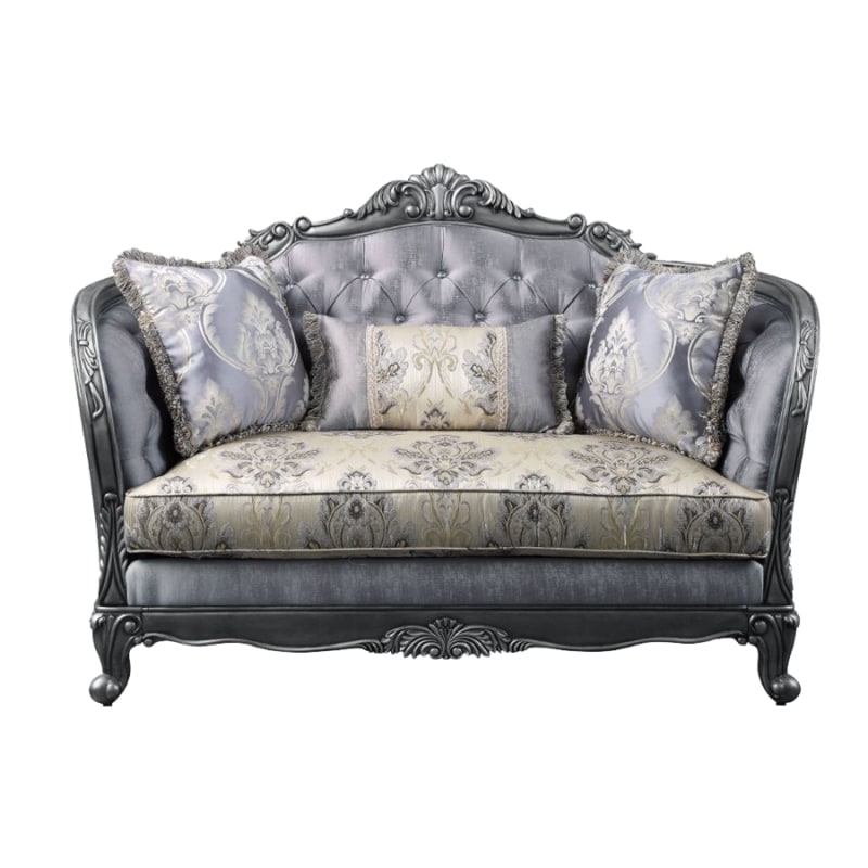 Ariadne Loveseat in Fabric & Platinum Finish by Acme - 55346