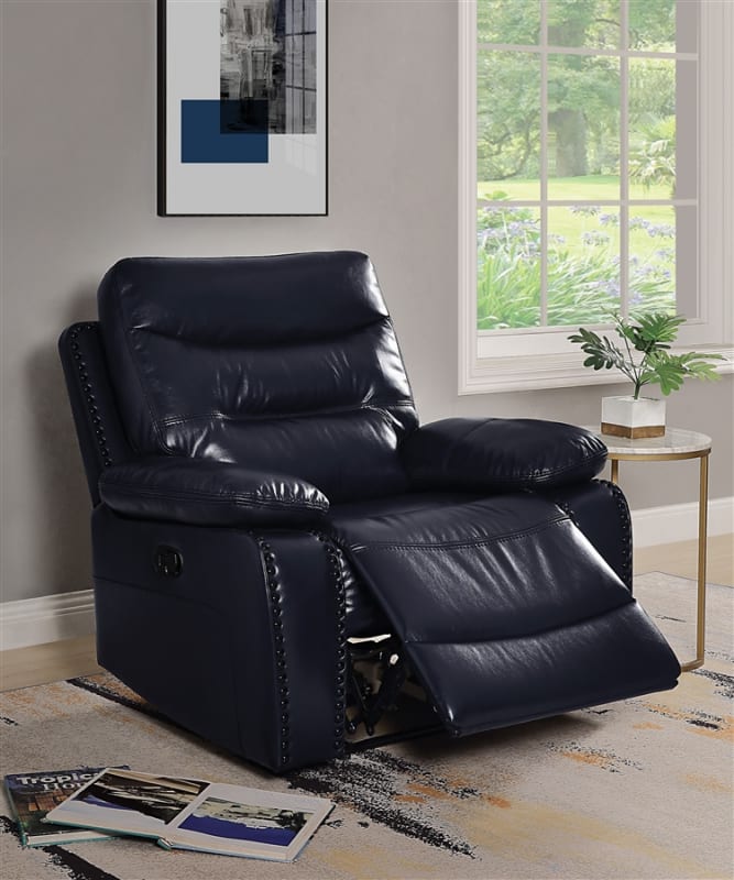 Aashi Navy Leather-Gel Match Sofa (Motion) main image 1