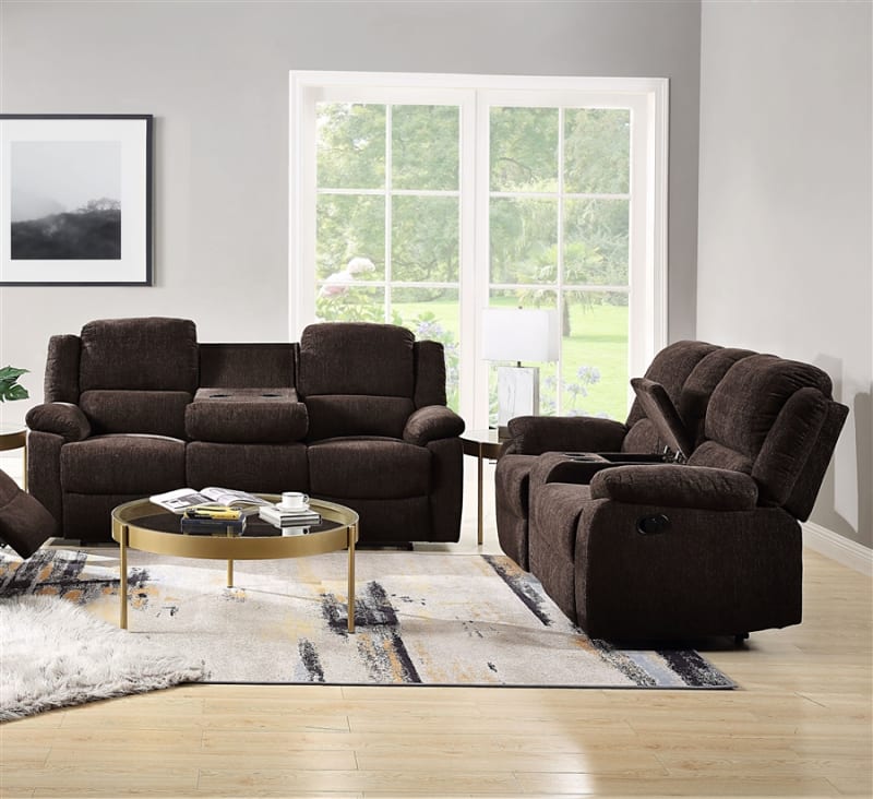 Madden 2 Piece Motion Sofa Set in Brown Chenille Finish by Acme - 55445-S