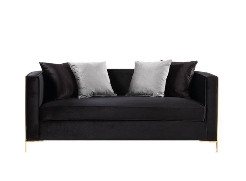Fergal Loveseat in Black Velvet Gold Finish by Acme - 55666