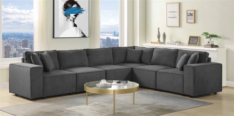 Silvester 8 Piece Sectional in Gray Fabric Finish by Acme - 56870-SEC