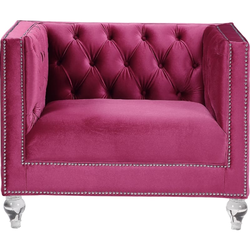 Heibero Chair in Burgundy Velvet Finish by Acme - 56897