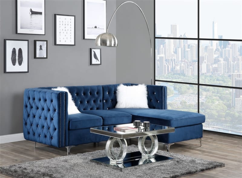 Jaszira 4 Piece Sectional in Blue Velvet Finish by Acme - 57340-SEC-4PC