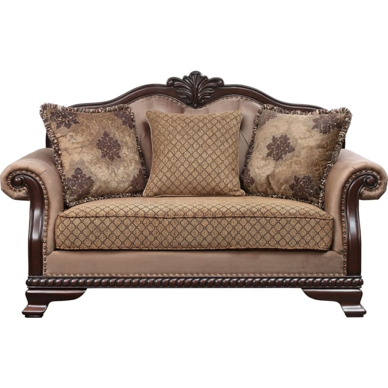 Chateau De Ville Loveseat in Fabric & Espresso Finish by Acme - 58266