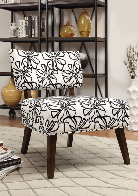 Able Accent Chair in White Fabric & Espresso Finish by Acme - 59392