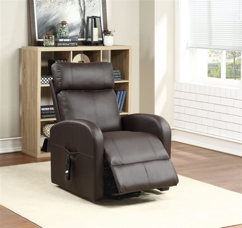 Ricardo Recliner w/Power Lift in Brown PU Finish by Acme - 59498