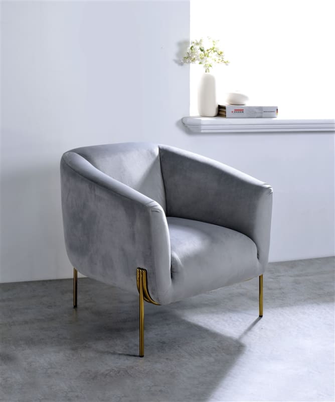 Carlson Accent Chair in Gray Velvet & Gold Finish by Acme - 59790