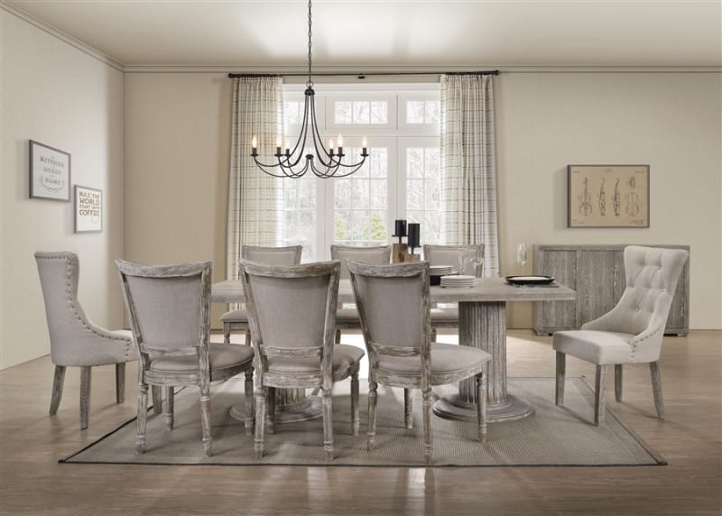 Gabrian 7 Piece Dining Room Set in Reclaimed Gray Finish by Acme - 60170