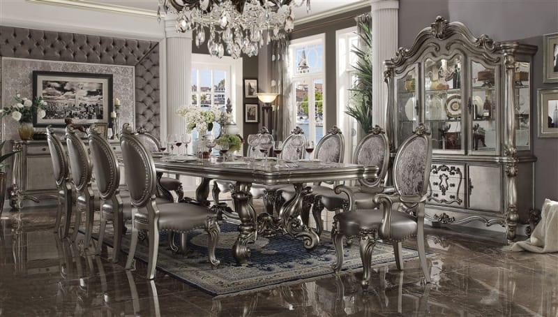 Versailles 7 Piece Dining Room Set in Antique Platinum Finish by Acme - 66820