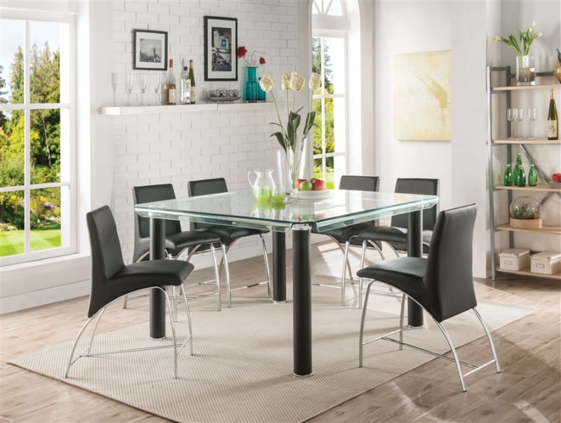 Gordie 7 Piece Counter Height Dining Set in Black Finish by Acme - 70255-70258