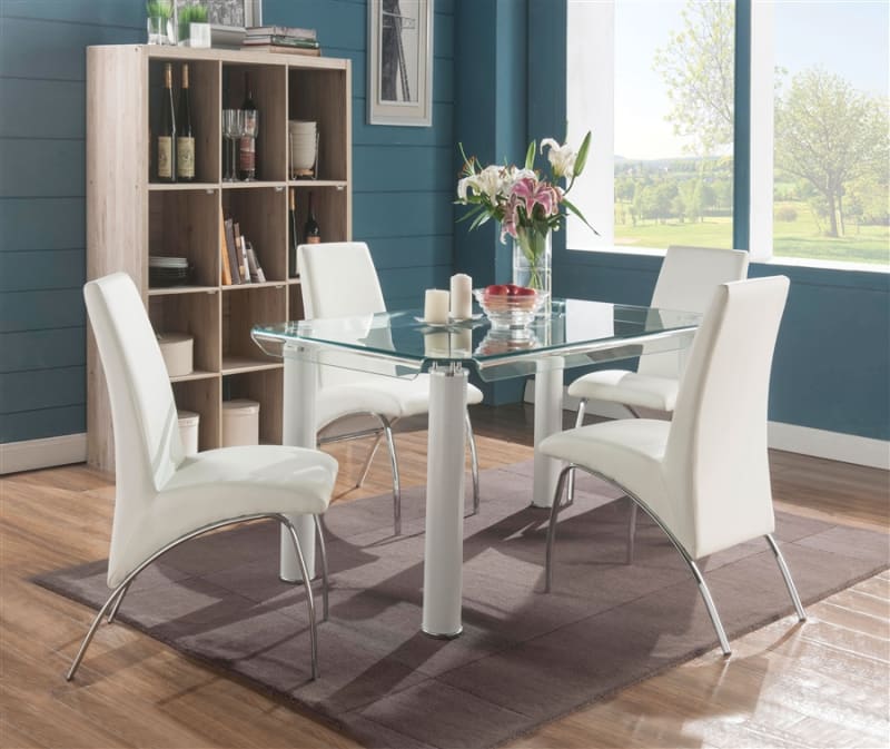 Gordie 5 Piece Dining Room Set in White Finish by Acme - 70260-71107