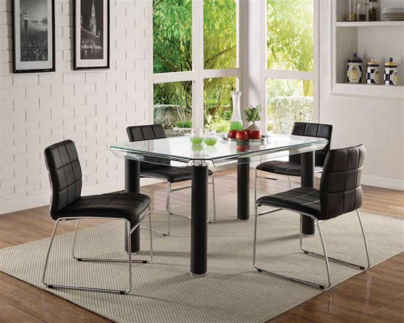 Gordie 5 Piece Dining Room Set in Black Finish by Acme - 70265-70268