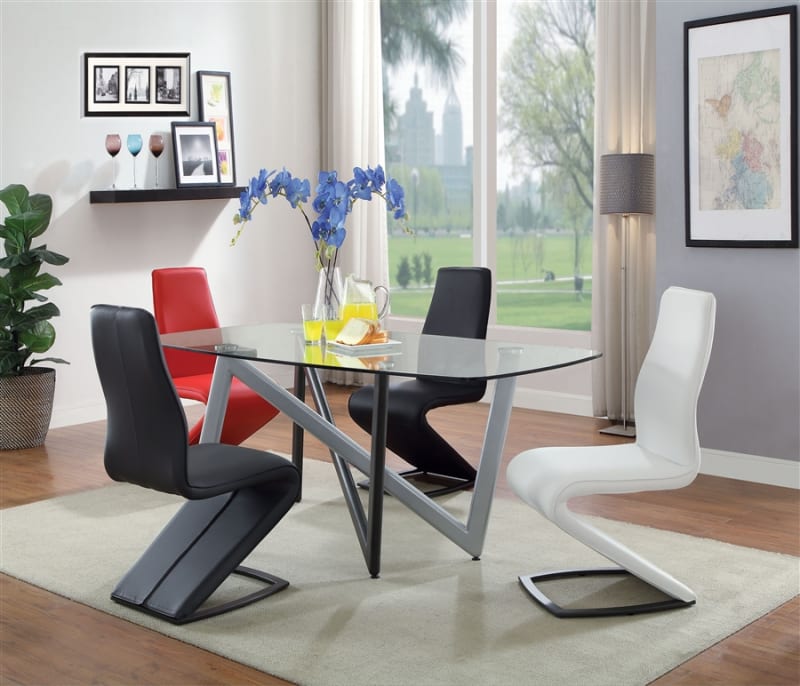 Hassel 5 Piece Dining Room Set with Gray Chairs by Acme - 70600-70605