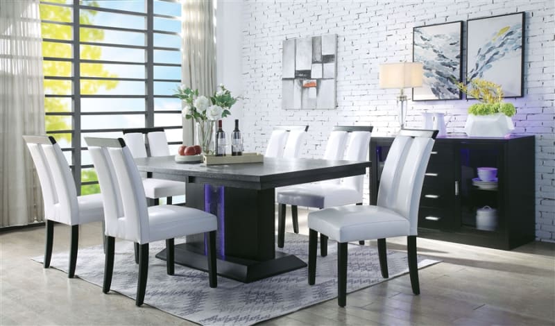 Bernice 7 Piece Dining Room Set in Black Finish by Acme - 70650